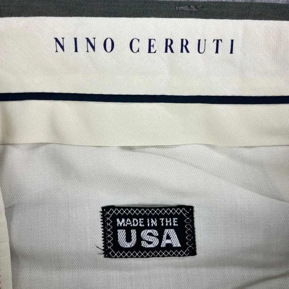 Vintage Nino Cerruti Dress Pants Men 30x28 Olive Green Pleated USA Made Trousers